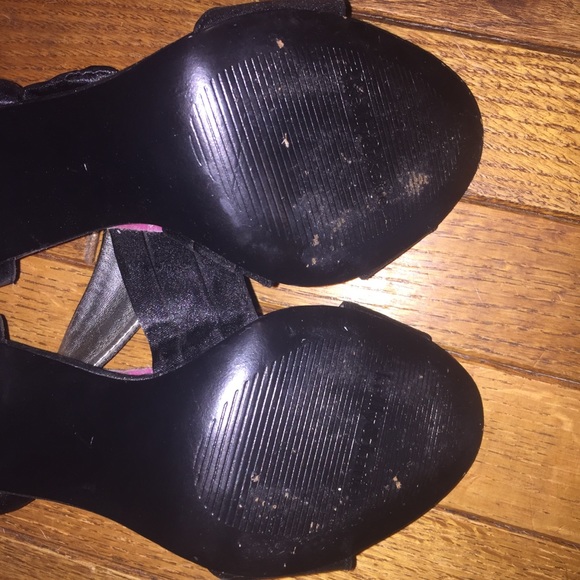 EUC Black Satin Heels - Picture 4 of 4